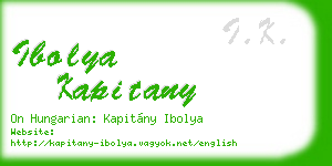 ibolya kapitany business card