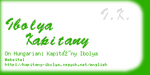 ibolya kapitany business card